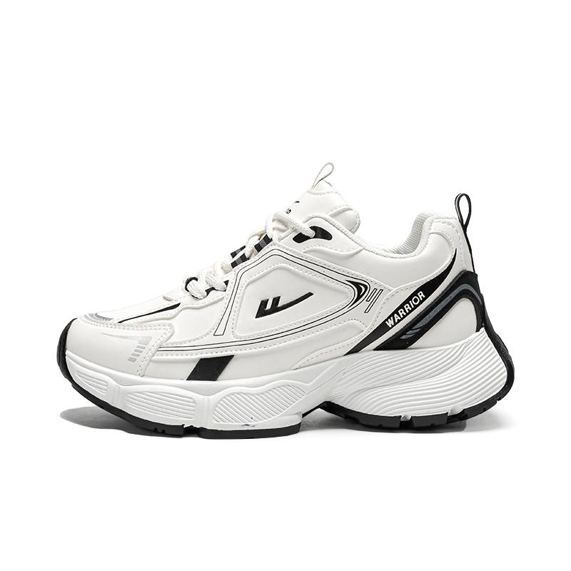 Warrior Chunky Sneakers Abrasion Resistant Lightweight Height Increasing Low top Athletic Shoes Women's White Black