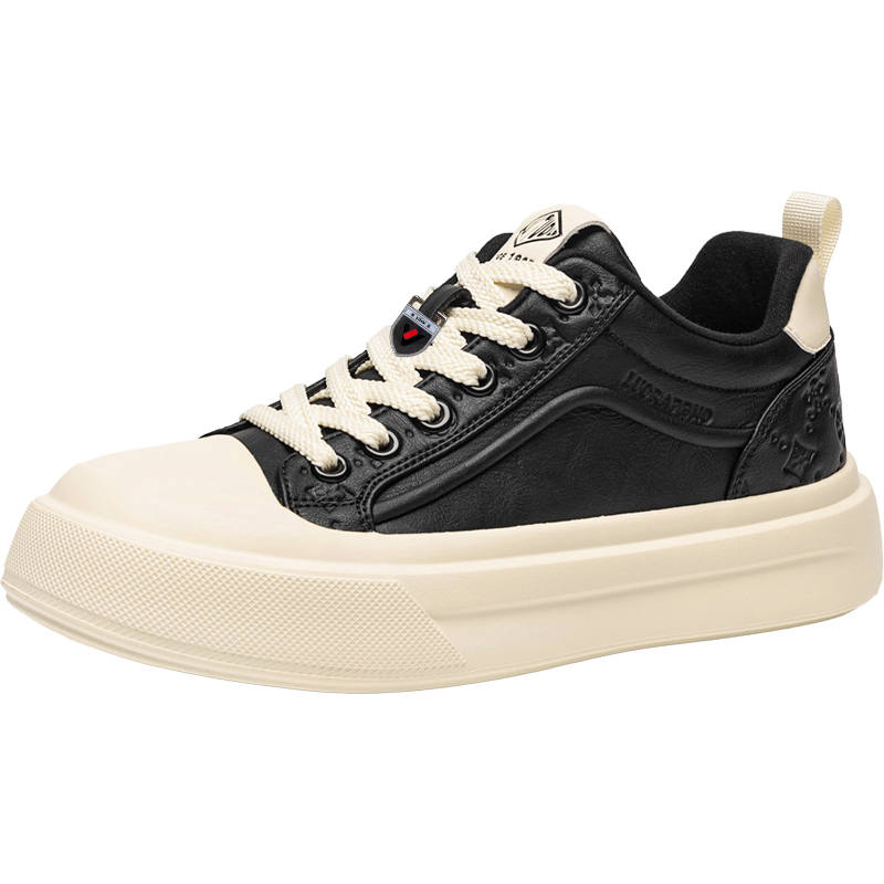 YALU Microfiber Leather Fleece Lined Thermal Platform Casual Low top Skateboard Shoes Men's