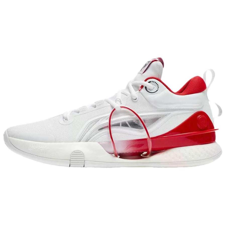 Li-Ning Li Ning Cushioning Abrasion Resistant Cushioning, Wear Resistant Low top Basketball Shoes Men's White Red