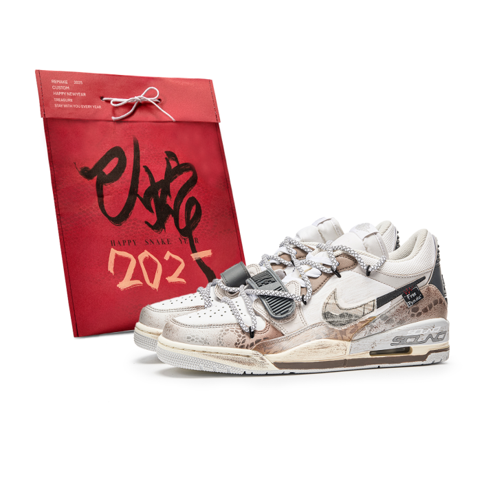 Jordan Jordan Legacy 312 Da Vinci Custom, Serpent Auspicious, Shopping Bag, Desert Rattlesnake Cushioning Slip Resistant
