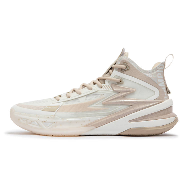 361° BIG3 5.0 Pro PE Cushioning Anti-Slip And Wear-Resistant Mid-Top Carbon Plate Basketball Shoes Men's White Pink