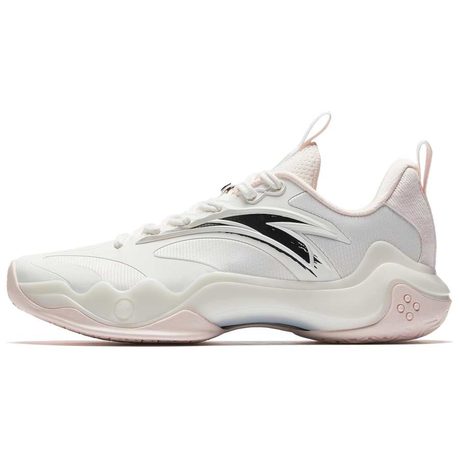 Anta Shock Wave 4 Slip Resistant, Abrasion Resistant, Breathable Low top Basketball Shoes Men's White Pink