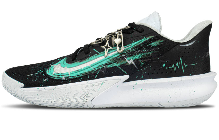 Nike Nike Precision 7 Comfortable Fabric Cushioning Low top Basketball Shoes Men's Black Green