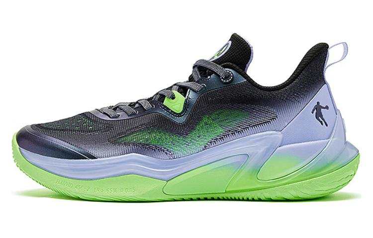 QIAODAN Wind Blade 4 Cushioning Support Abrasion Resistant Low top Basketball Shoes Men's Black Purple