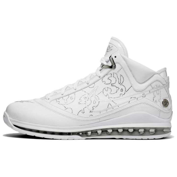 Nike Nike Lebron 7 Slip Resistant Abrasion Resistant Mid top Basketball Shoes Unisex White