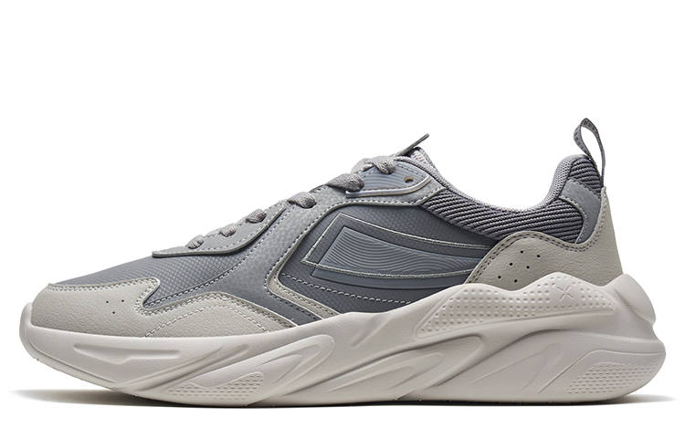 XTEP Slip Resistant Abrasion Resistant Low top Chunky Sneakers Men's Gray