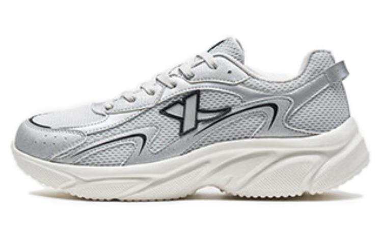 XTEP Cushioning Abrasion Resistant Cushioning, Wear Resistant Low top Chunky Sneakers Women's Gray Silver