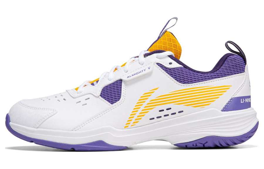 Li-Ning Li Ning Ace V Collection Cushioning Slip Resistant Abrasion Resistant Low top Badminton Shoes Unisex White Purple