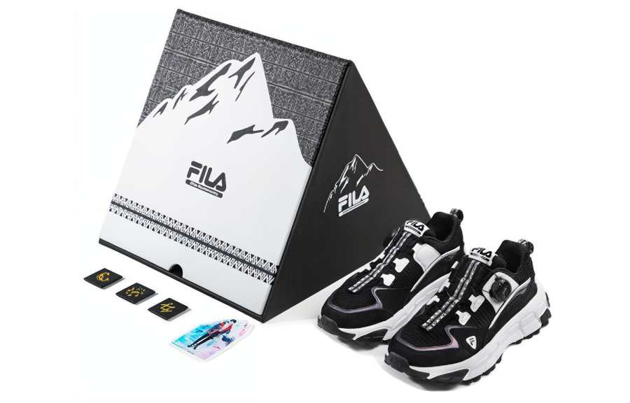 FILA FUSION FILA X White Mountaineering Mesh, Textile Comfortable Low top Chunky Sneakers Men's Black White