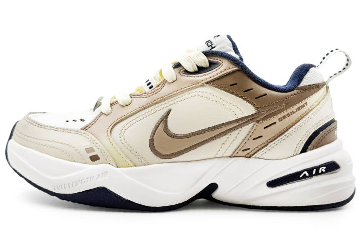 Nike Nike Air Monarch 4 White Navy Textile, Leather Abrasion Resistant Low top Chunky Sneakers Men's Beige Brown