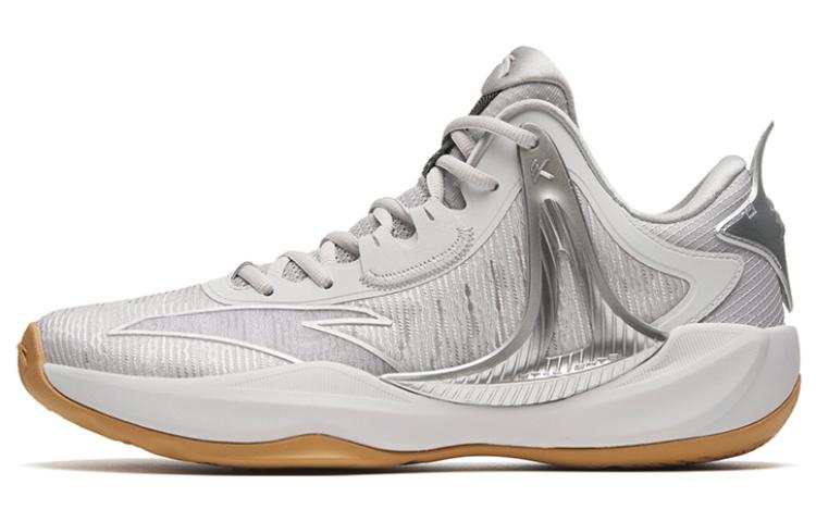 Anta Light Cavalry 8 Slip Resistant Abrasion Resistant Low top Basketball Shoes Men's White Silver