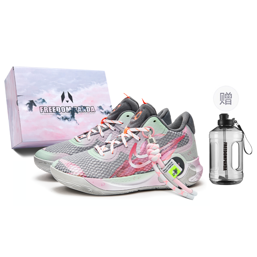 Nike Nike KD Trey 5 Cushioning Slip Resistant Abrasion Resistant Mid top Basketball Shoes Unisex Gray Pink