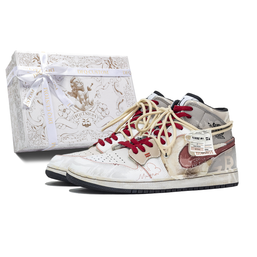 Jordan Jordan Air Jordan 1 Da Vinci Custom, Box, Farewell Winter Abrasion Resistant Breathable Abrasion Resistant Breathable