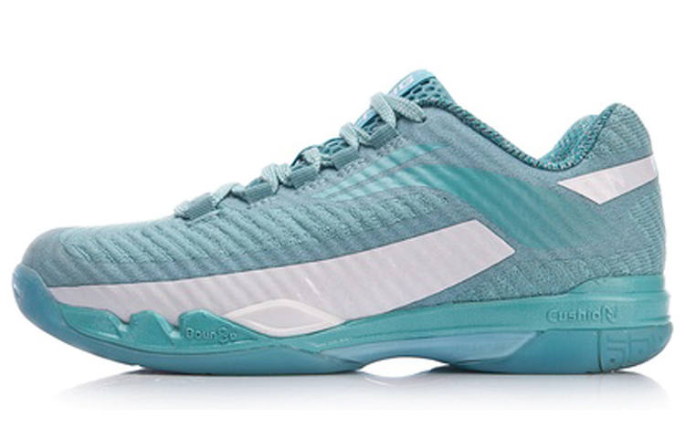Li-Ning Li Ning Pioneers Fabric Rebound Cushioning Breathable Abrasion Resistant Low top Badminton Shoes Women's Ocean Blue