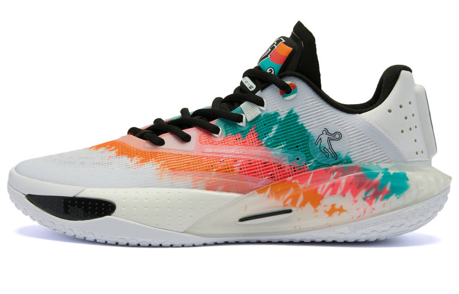 QIAODAN Thorn RISE Carnival Q KUNGFU PRO Cushioning, Wear Resistant Low top Basketball Shoes Men's White Orange