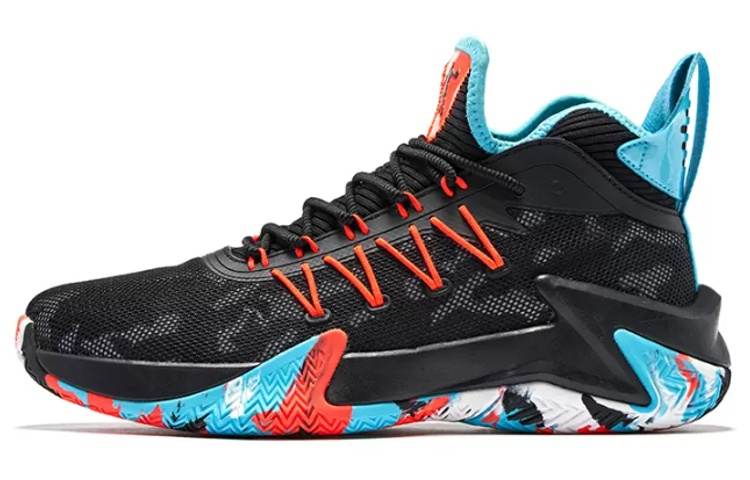 QIAODAN Broken Shadow 1.0 Mid top Basketball Shoes Men's Black Blue