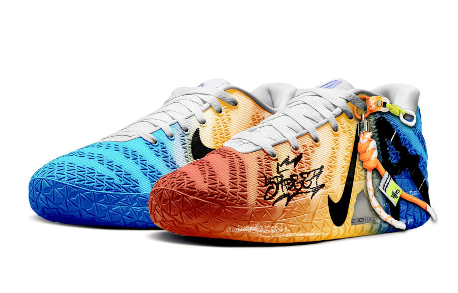 Nike Nike Ja Morant 3 Graffiti Lock Low top Basketball Shoes Unisex Orange Blue