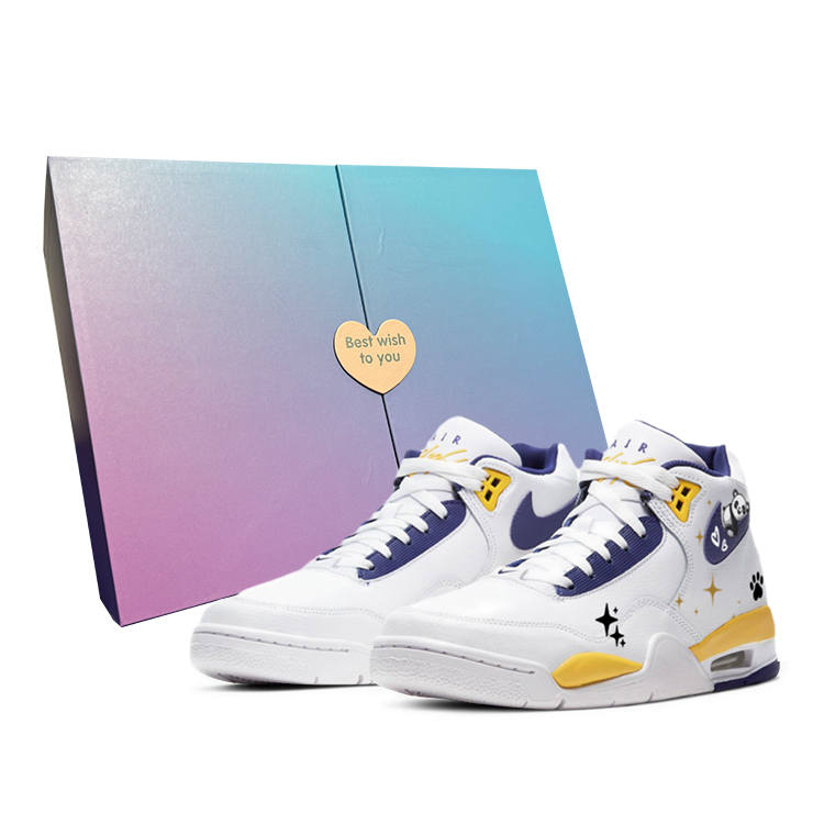 Nike Nike Flight Legacy Slip Resistant Abrasion Resistant Mid top Vintage Basketball Shoes Men's Lakers Yellow