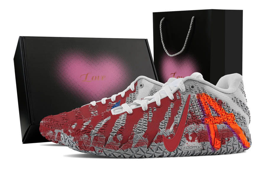 Nike Nike Ja Morant 3 Crime Scene, Heart Box Abrasion Resistant Low top Basketball Shoes Unisex Gray Red