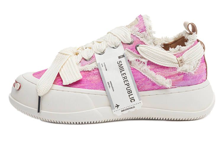 SMILEREPUBLIC Open Ended Smiling Collection Slip Resistant Abrasion Resistant Low top Canvas Shoes Women's Pink