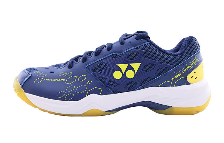 YONEX Power Cushion Textile, Synthetic Leather Low top Badminton Shoes Unisex Navy Blue & Yellow