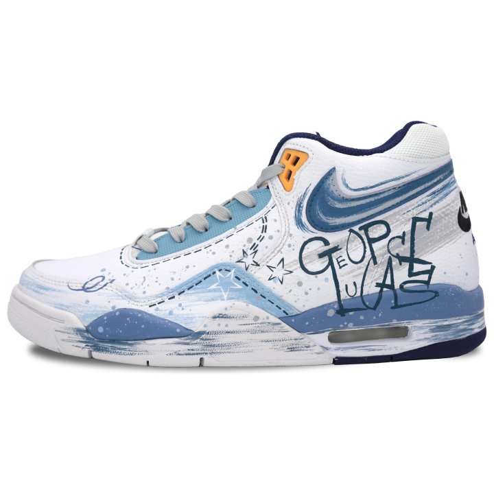 Nike Nike Flight Legacy Pedal Star Cushioning Slip Resistant Abrasion Resistant Mid top Basketball Shoes Men's Blue White