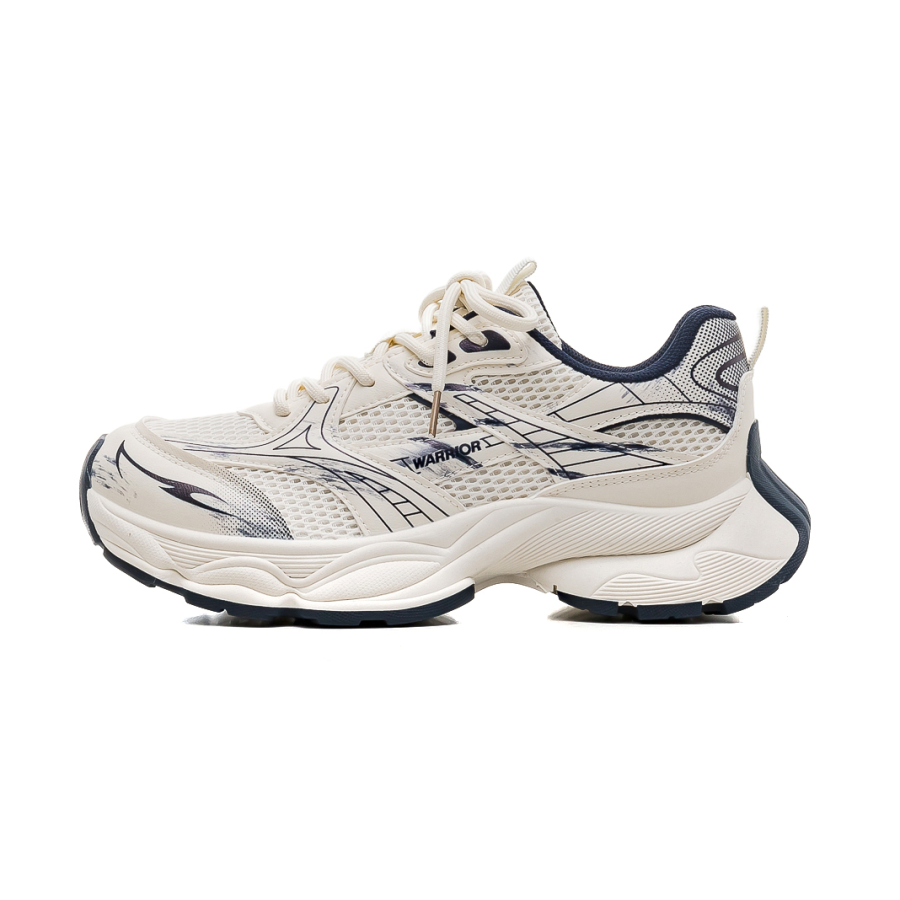 Warrior Breathable And Wear resistant Mid top Chunky Sneakers Women's Beige Dark Blue