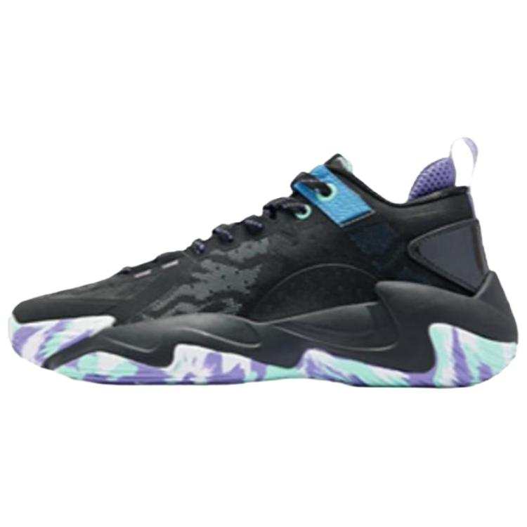 QIAODAN Abrasion Resistant Breathable Support Low top Basketball Shoes Men's Black Blue