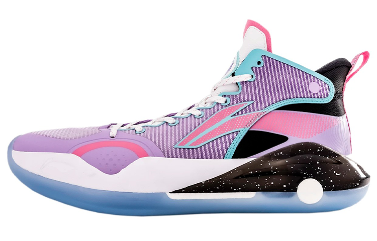Li-Ning Li Ning YuShuai 15 Patchwork Abrasion Resistant Slip Resistant Mid top Performance Basketball Shoes Men's Light Purple
