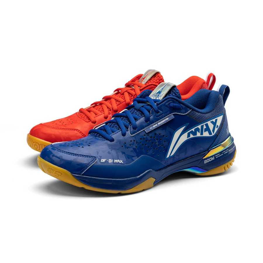 Li-Ning Li Ning Textile, Synthetic Leather Slip Resistant Abrasion Resistant Low top Badminton Shoes Unisex Blue Red