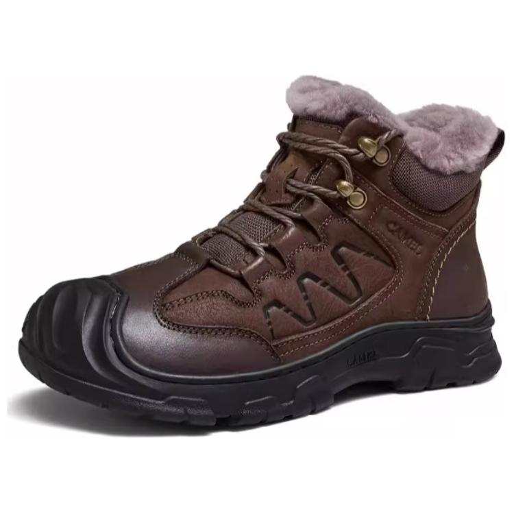 CAMEL Top Grain Cow Leather Abrasion Resistant Slip Resistant Short Snow Boots Men's