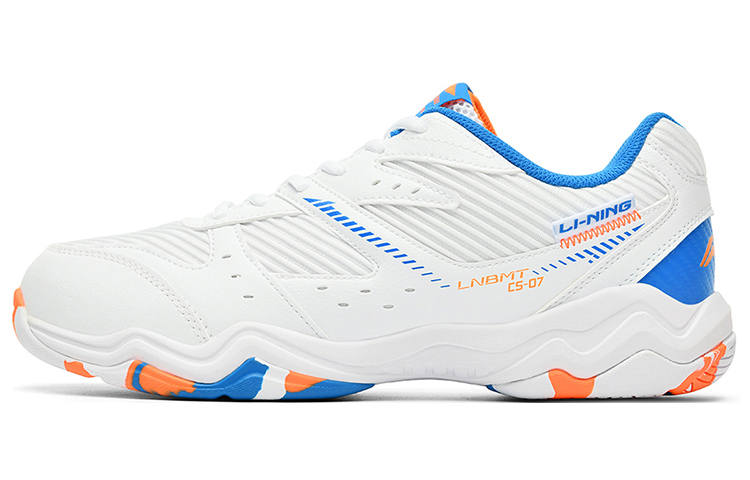 Li-Ning Li Ning Rubber Cushioning Low top Badminton Shoes Unisex White Blue Orange