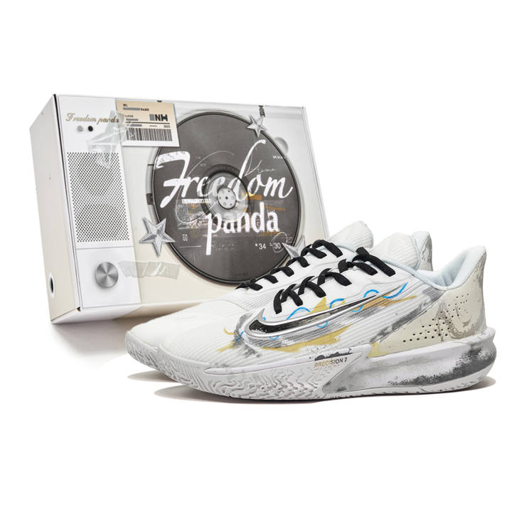 Nike Nike Precision 7 Freedom Panda, Box, Clear Star Low top Basketball Shoes Men's White Gold