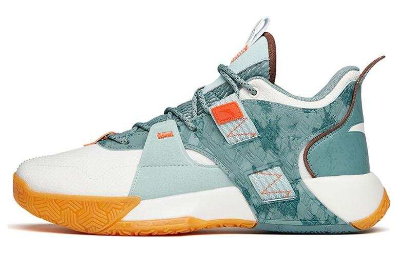 Anta Speedy 2 Fabric Slip Resistant Abrasion Resistant Mid top Vintage Basketball Shoes Men's White Green