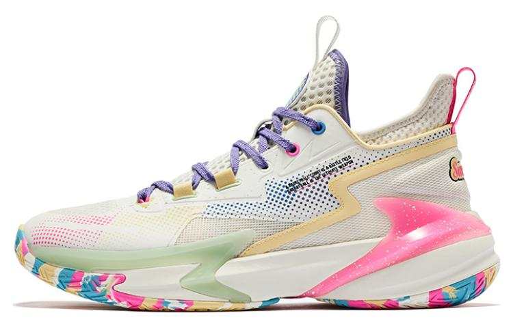 QIAODAN Broken Shadow 4 Elite Basketball Shoes Men's Beige Pink Purple