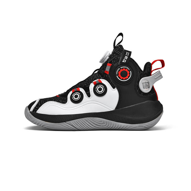 IVERSON Wear-resistant And Lightweight High-Top Kids' Slip-on Basketball Shoes Unisex Glow In The Dark Black White Red