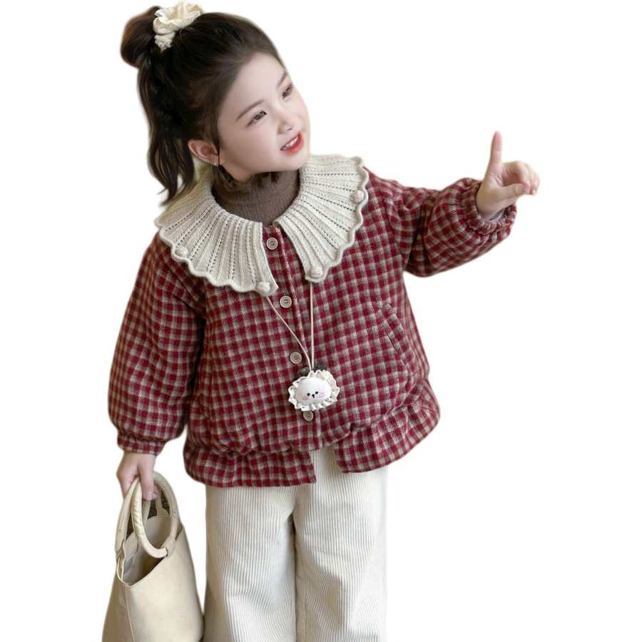 PLANDOO PLANDOO Kids Padded Jackets Peter Pan Collar Thickened