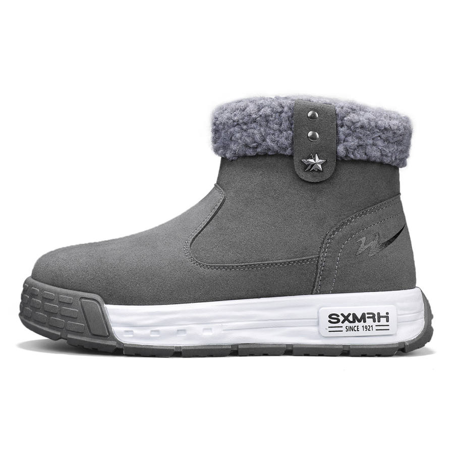 Binary Binary Fleece Lined Thermal, Padded And Thickened, Fashion Versatile, Platform Comfortable Short Snow Boots Men's Gray