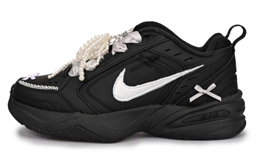 Nike Nike Air Monarch 4 Abrasion Resistant Low top Chunky Sneakers Unisex Black Silver