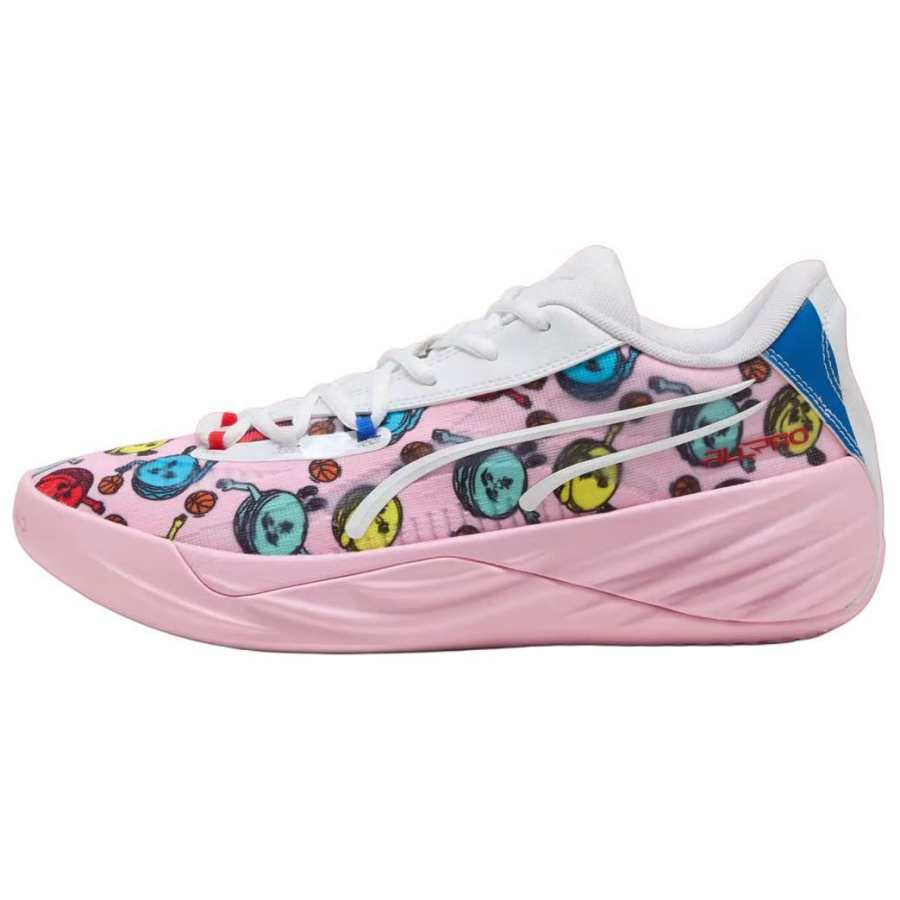 PUMA All Pro Nitro Comfortable Slip Resistant Abrasion Resistant Low top Basketball Shoes Men's Pink White