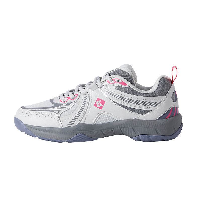 KUMPOO Cushioning Breathable Support Low top Badminton Shoes Unisex White Gray Pink