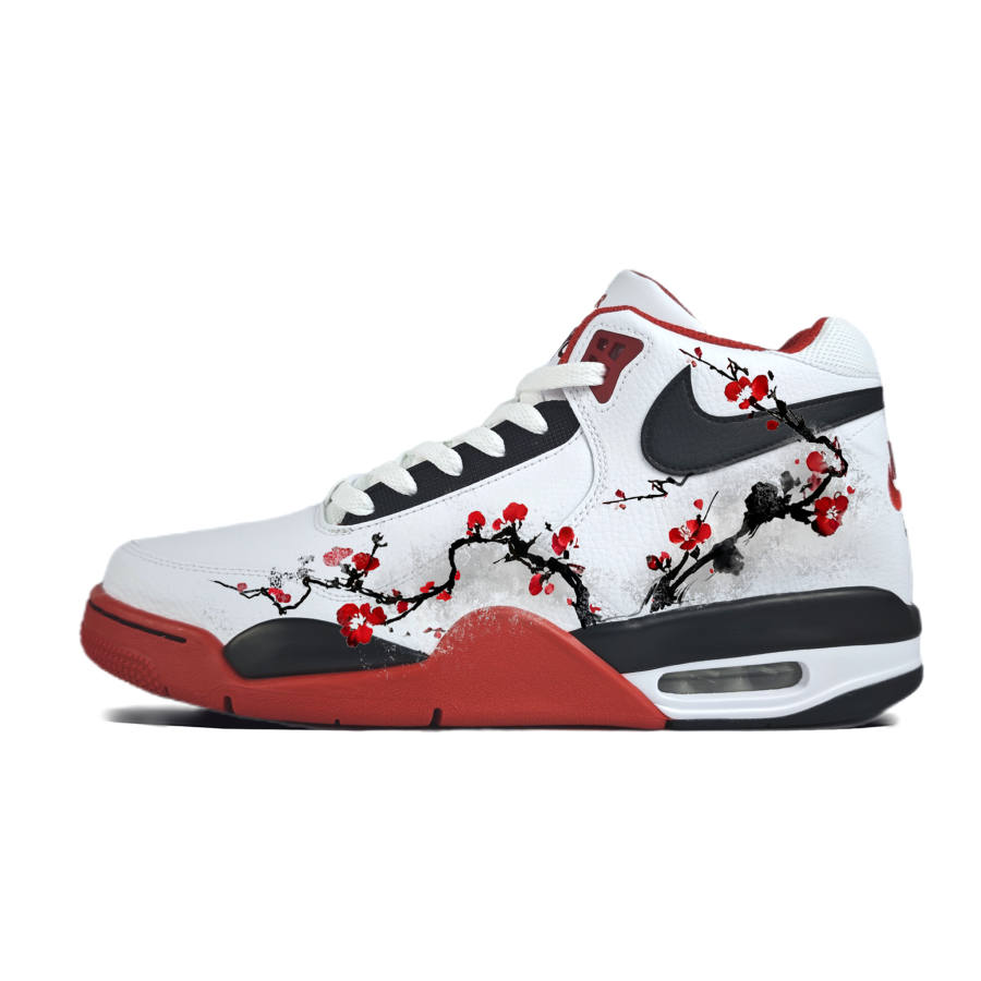 Nike Nike Flight Legacy Ink Wash Plum Abrasion Resistant Mid top Vintage Basketball Shoes Unisex