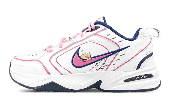 Nike Nike Air Monarch 4 Synthetic Leather, Leather Slip Resistant Low top Chunky Sneakers Unisex White Pink