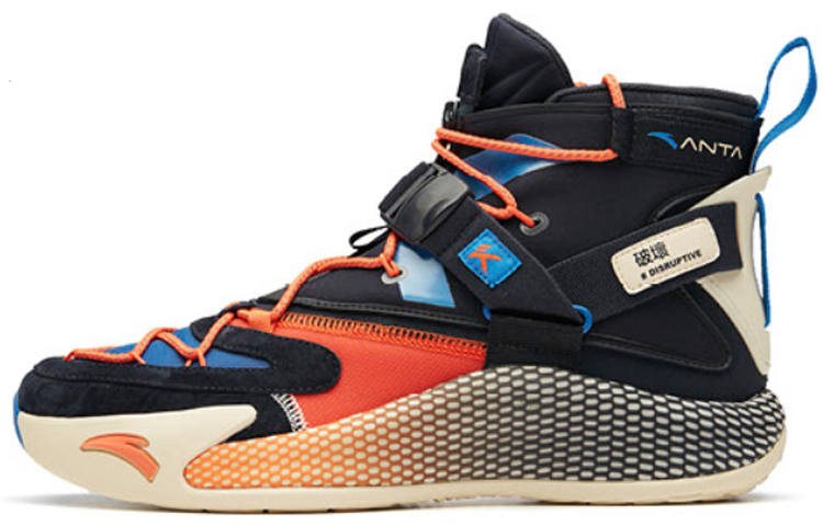 ANTA KT5 Basketball Shoes Men's High Top Black/White/Blue/Orange
