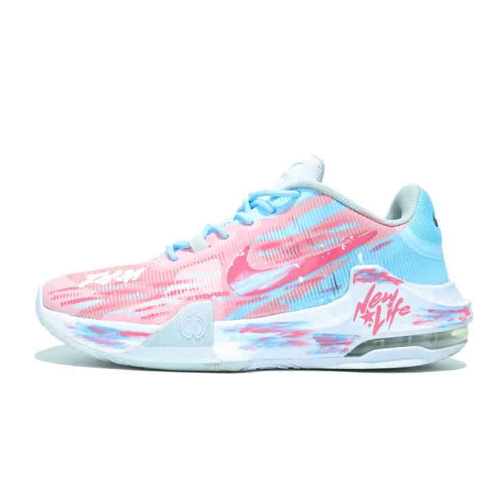 Nike Nike Air Max Impact 4 Mesh Cushioning Breathable Mid top Basketball Shoes Men's Blue Pink