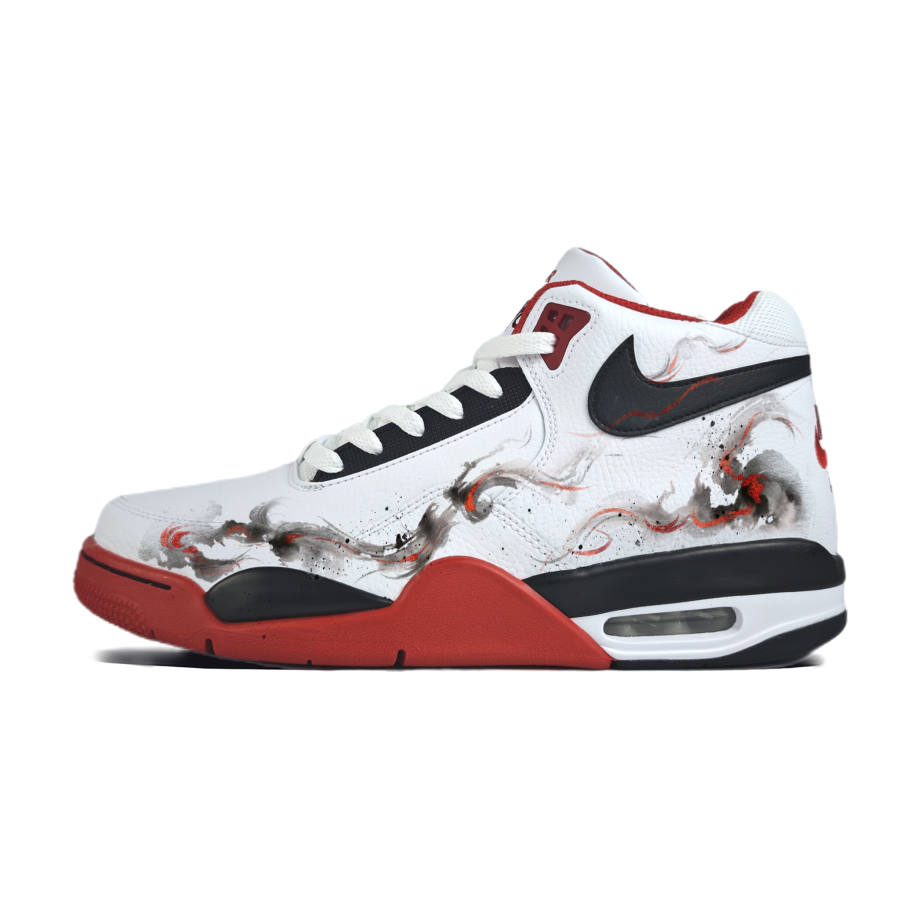 Nike Nike Flight Legacy Ink Wash Prosperity Pu Abrasion Resistant Vintage Basketball Shoes Unisex Red Black White