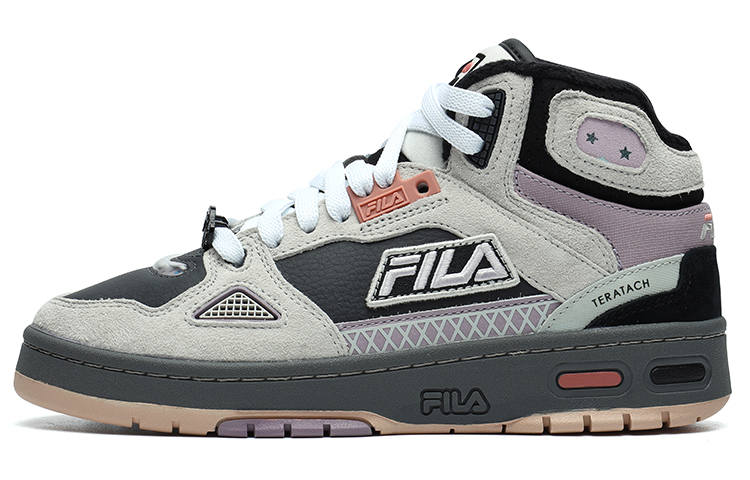 FILA FUSION Teratach Fleece lined Mid top Vintage Basketball Shoes Women's Black Gray
