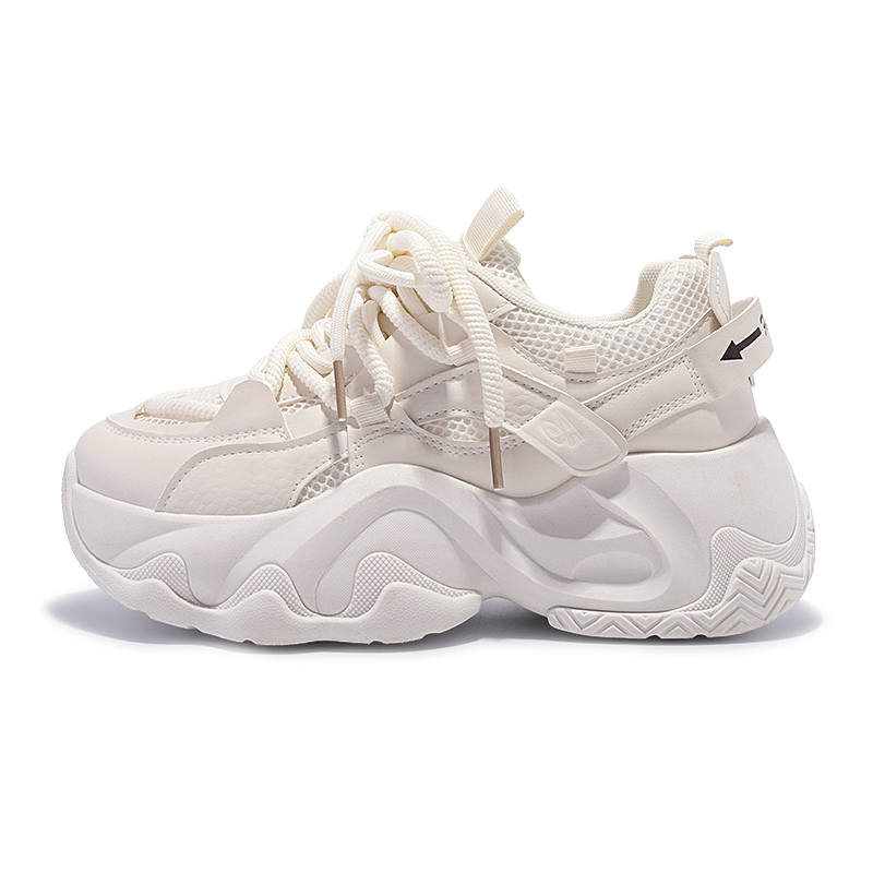 SHENLINSEN Abrasion Resistant Abrasion Resistant Low top Chunky Sneakers Women's Beige