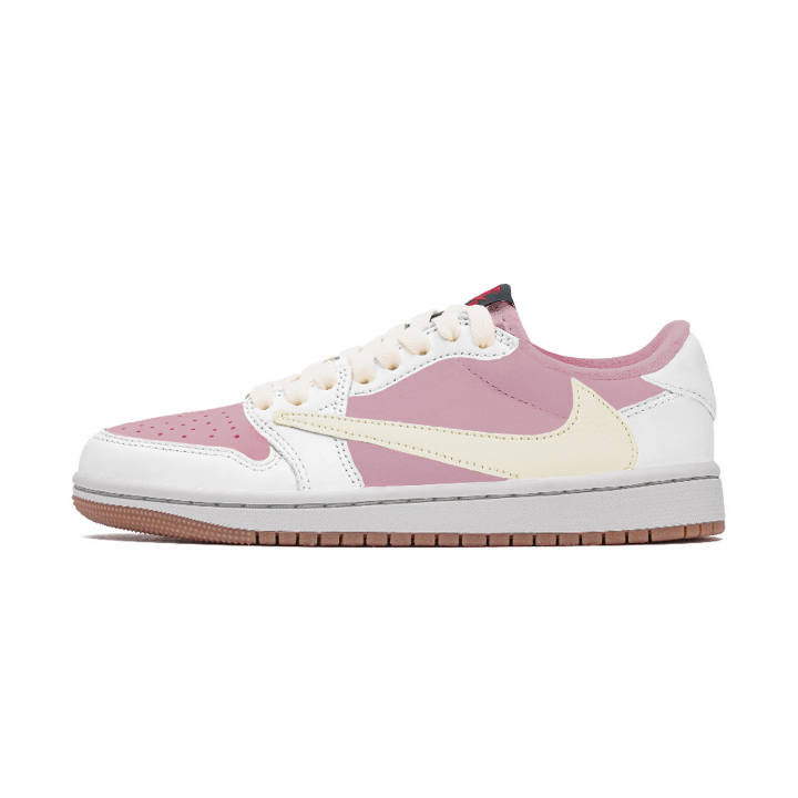 Jordan Travis Scott x Jordan Air Jordan 1 Hook Leather Cushioning Slip Resistant Abrasion Resistant Low top