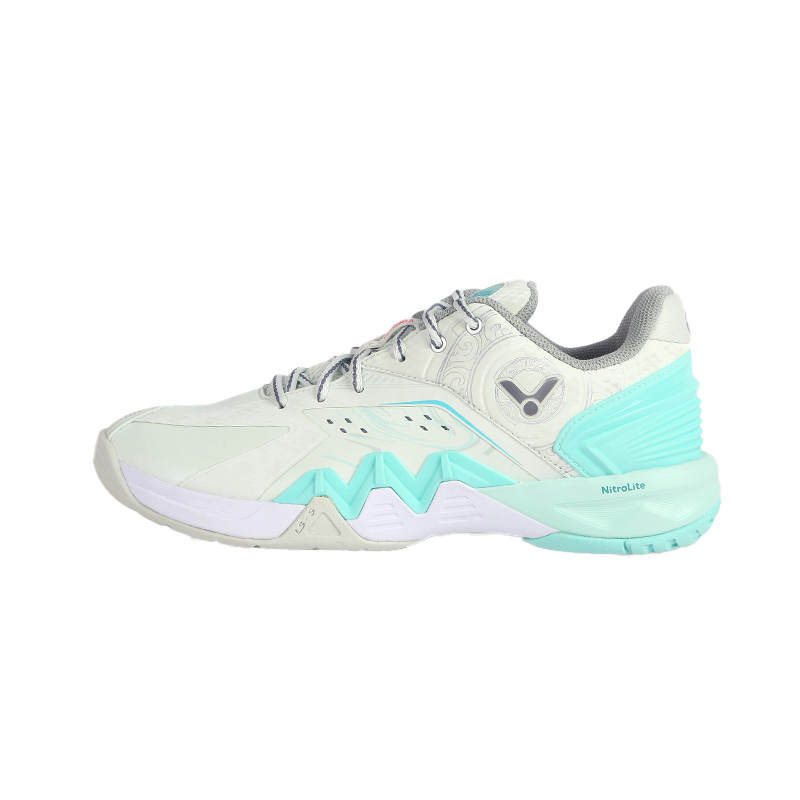 VICTOR Career Success Cushioning, Wear Resistant Low top Badminton Shoes Unisex Beige Blue